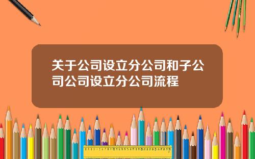 关于公司设立分公司和子公司公司设立分公司流程