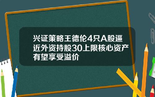 兴证策略王德伦4只A股逼近外资持股30上限核心资产有望享受溢价