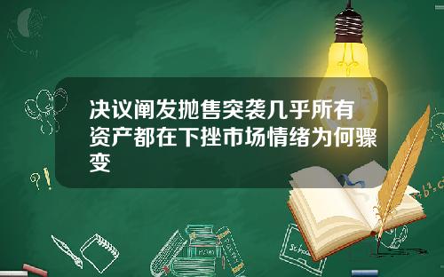 决议阐发抛售突袭几乎所有资产都在下挫市场情绪为何骤变