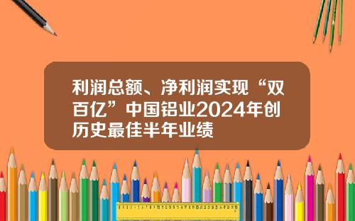 利润总额、净利润实现“双百亿”中国铝业2024年创历史最佳半年业绩