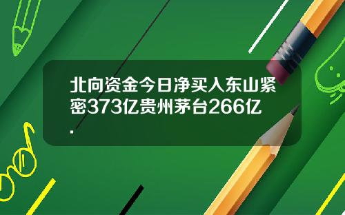 北向资金今日净买入东山紧密373亿贵州茅台266亿.
