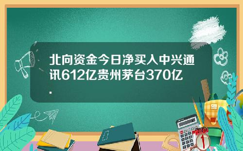 北向资金今日净买入中兴通讯612亿贵州茅台370亿.