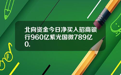 北向资金今日净买入招商银行960亿紫光国微789亿0.