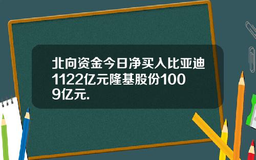 北向资金今日净买入比亚迪1122亿元隆基股份1009亿元.