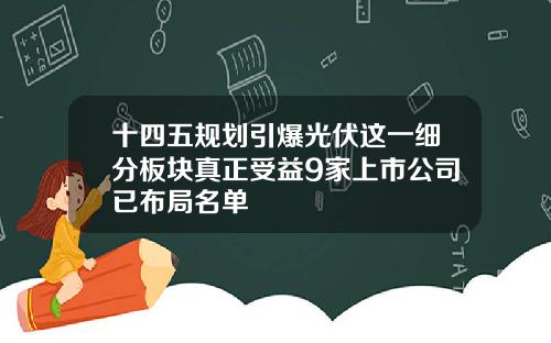 十四五规划引爆光伏这一细分板块真正受益9家上市公司已布局名单