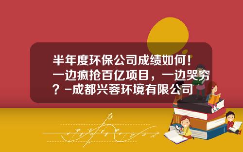 半年度环保公司成绩如何！一边疯抢百亿项目，一边哭穷？-成都兴蓉环境有限公司