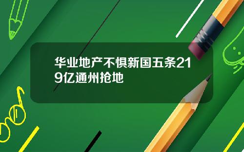 华业地产不惧新国五条219亿通州抢地