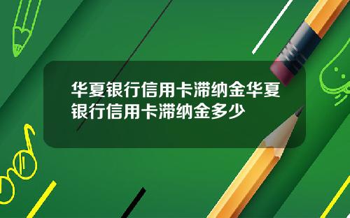 华夏银行信用卡滞纳金华夏银行信用卡滞纳金多少