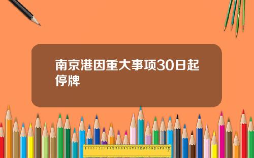 南京港因重大事项30日起停牌