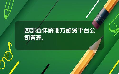 四部委详解地方融资平台公司管理.