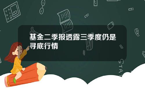 基金二季报透露三季度仍是寻底行情