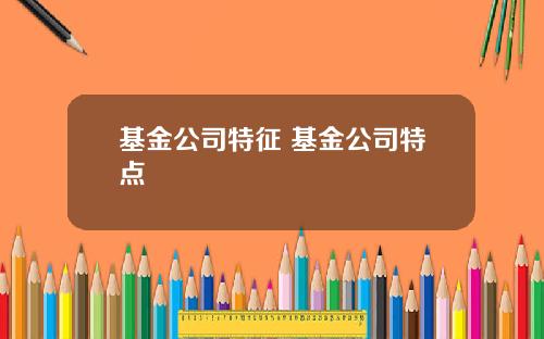 基金公司特征 基金公司特点