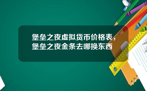 堡垒之夜虚拟货币价格表，堡垒之夜金条去哪换东西
