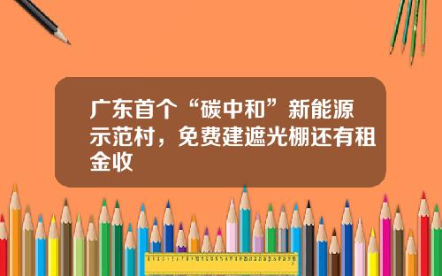 广东首个“碳中和”新能源示范村，免费建遮光棚还有租金收