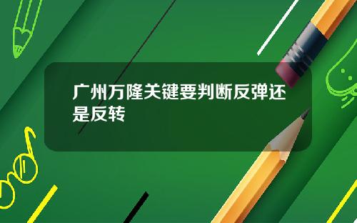广州万隆关键要判断反弹还是反转