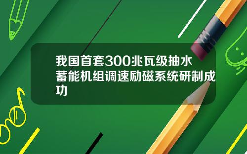 我国首套300兆瓦级抽水蓄能机组调速励磁系统研制成功