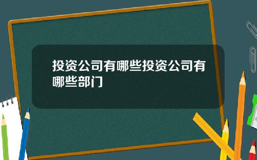 投资公司有哪些投资公司有哪些部门