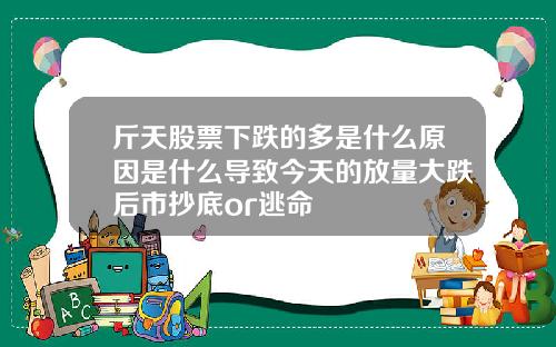 斤天股票下跌的多是什么原因是什么导致今天的放量大跌后市抄底or逃命