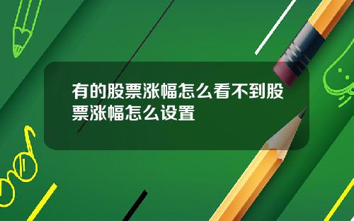 有的股票涨幅怎么看不到股票涨幅怎么设置