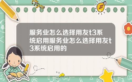 服务业怎么选择用友t3系统启用服务业怎么选择用友t3系统启用的