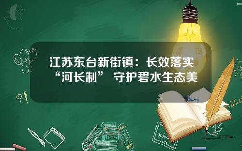 江苏东台新街镇：长效落实“河长制” 守护碧水生态美