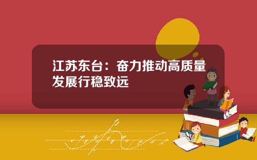 江苏东台：奋力推动高质量发展行稳致远