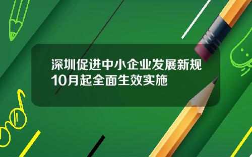 深圳促进中小企业发展新规10月起全面生效实施