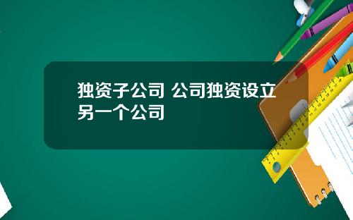 独资子公司 公司独资设立另一个公司