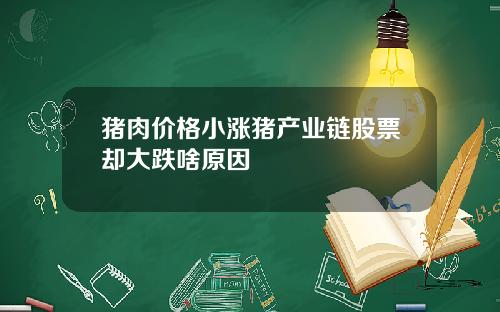 猪肉价格小涨猪产业链股票却大跌啥原因