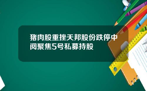 猪肉股重挫天邦股份跌停中阅聚焦5号私募持股