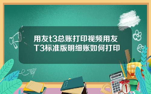 用友t3总账打印视频用友T3标准版明细账如何打印