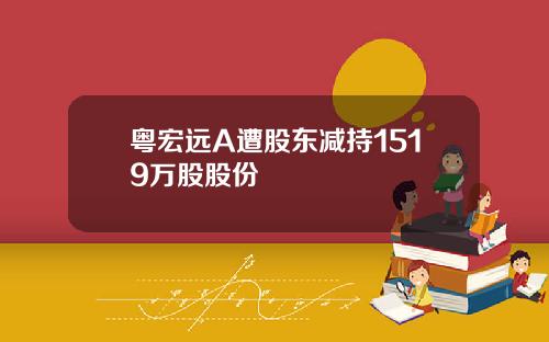 粤宏远A遭股东减持1519万股股份