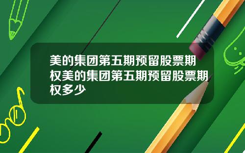 美的集团第五期预留股票期权美的集团第五期预留股票期权多少