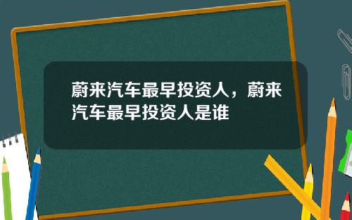 蔚来汽车最早投资人，蔚来汽车最早投资人是谁