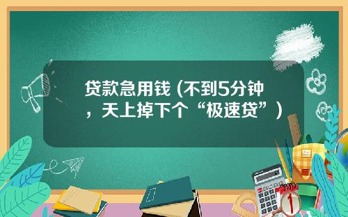 贷款急用钱 (不到5分钟，天上掉下个“极速贷”)