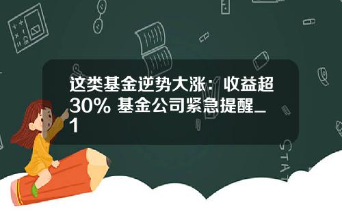 这类基金逆势大涨：收益超30% 基金公司紧急提醒_1