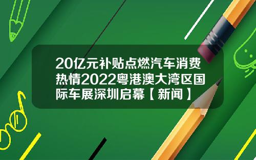 20亿元补贴点燃汽车消费热情2022粤港澳大湾区国际车展深圳启幕【新闻】