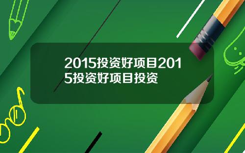 2015投资好项目2015投资好项目投资