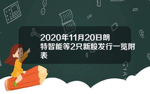 2020年11月20日朗特智能等2只新股发行一览附表