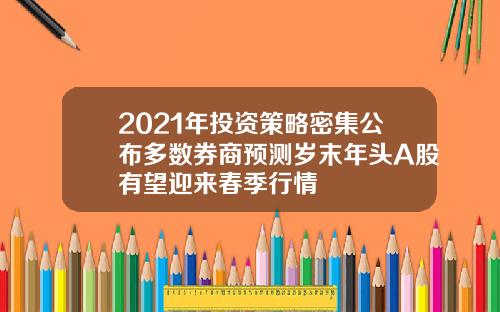 2021年投资策略密集公布多数券商预测岁末年头A股有望迎来春季行情