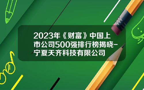 2023年《财富》中国上市公司500强排行榜揭晓-宁夏天齐科技有限公司