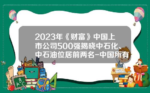 2023年《财富》中国上市公司500强揭晓中石化、中石油位居前两名-中国所有上市公司