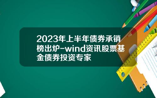2023年上半年债券承销榜出炉-wind资讯股票基金债券投资专家