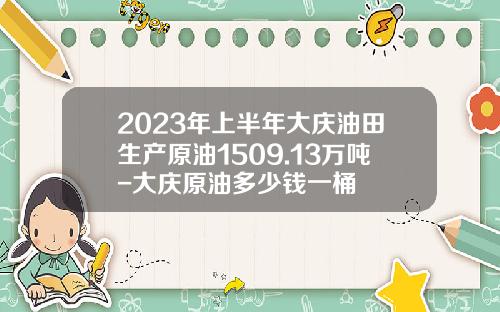 2023年上半年大庆油田生产原油1509.13万吨-大庆原油多少钱一桶