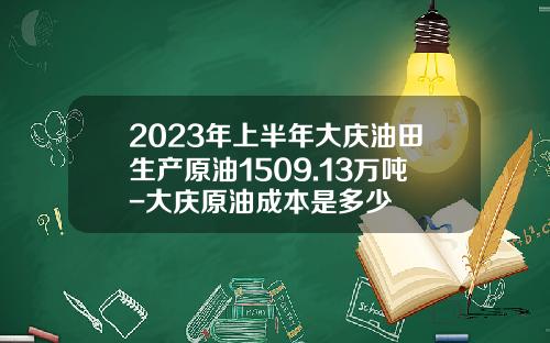 2023年上半年大庆油田生产原油1509.13万吨-大庆原油成本是多少