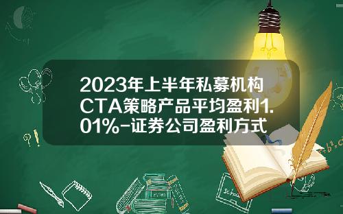 2023年上半年私募机构CTA策略产品平均盈利1.01%-证券公司盈利方式