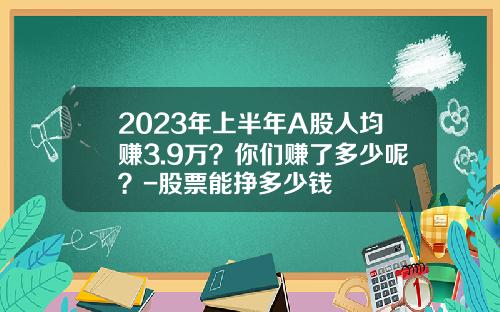 2023年上半年A股人均赚3.9万？你们赚了多少呢？-股票能挣多少钱