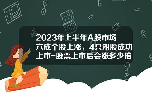 2023年上半年A股市场六成个股上涨，4只湘股成功上市-股票上市后会涨多少倍