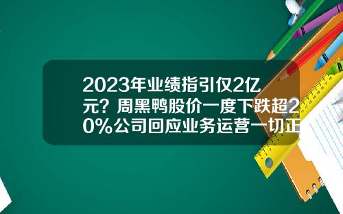 2023年业绩指引仅2亿元？周黑鸭股价一度下跌超20%公司回应业务运营一切正常-2016股票还要跌多少天