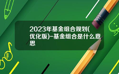 2023年基金组合规划(优化版)-基金组合是什么意思